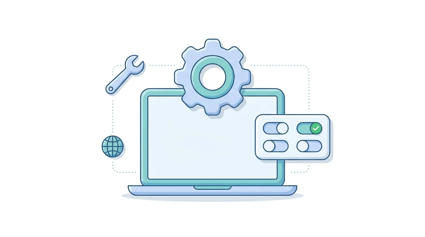 DNS ayarlarını değiştirme: dişli, ayar anahtarları ve el aleti ikonlarıyla yapılandırma
