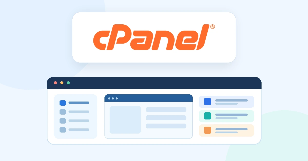 Resmi cPanel logosuyla cPanel hosting illüstrasyonu: web yönetim paneli