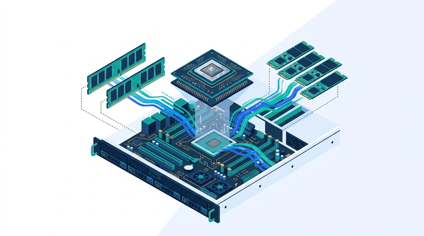 Hosting donanımında CPU, RAM ve NVMe kaynakları