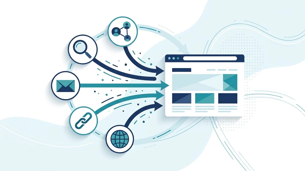 Arama, sosyal medya ve e-posta kanallarından web sitesine gelen trafik